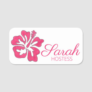 Porte-nom Pink Tropical Island Hawaiian Hibiscus Flower