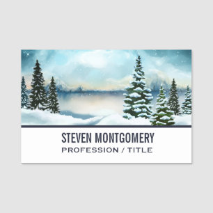 Porte-nom Pittoresque Winter Wonderland aquarelle peinture
