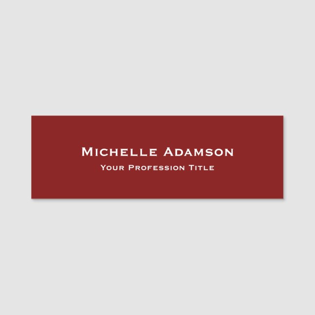 Porte-nom Plat professionnel rouge profond moderne (Devant)