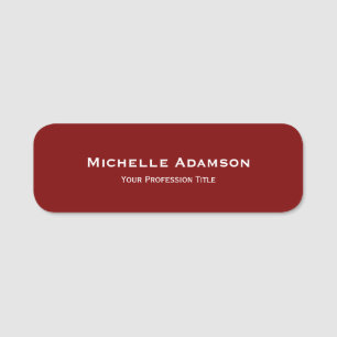Porte-nom Plat professionnel rouge profond moderne