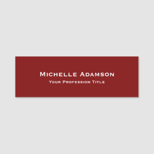 Porte-nom Plat professionnel rouge profond moderne