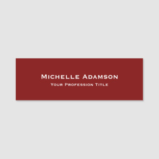 Porte-nom Plat professionnel rouge profond moderne
