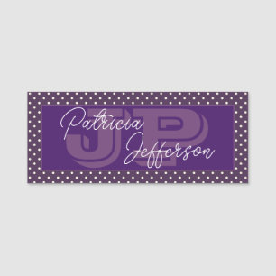 Porte-nom Point Polka blanc violet unique : Élégant Monogram