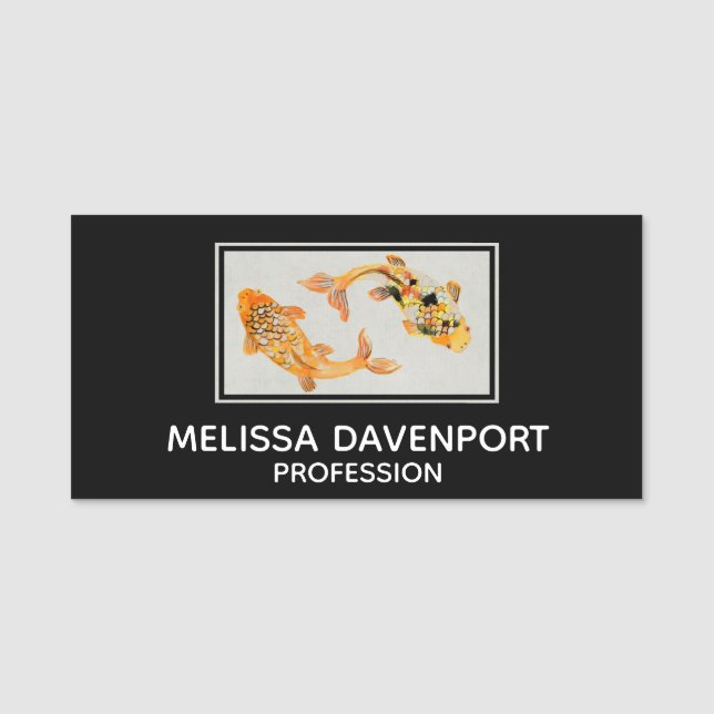 Porte-nom Poisson Koi Or élégant (Devant)