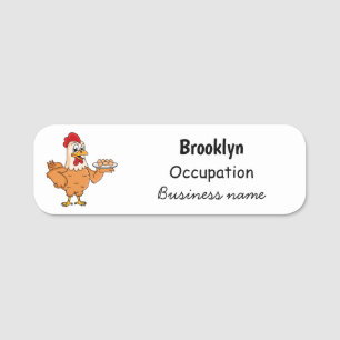 Porte-nom Poulet avec oeufs sur plaque de dessin animé