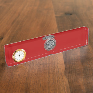 Porte-nom Pour Bureau [200] Master Mason - Silver Square & Compass