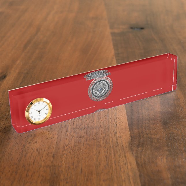 Porte-nom Pour Bureau [200] Master Mason - Silver Square & Compass (Taille)