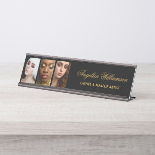 Porte-nom Pour Bureau 3 Liquides de maquillage photo Salon des cheveux N