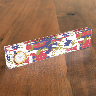 Porte-nom Pour Bureau 4 juillet, Jour de l'Indépendance, Or de camouflag