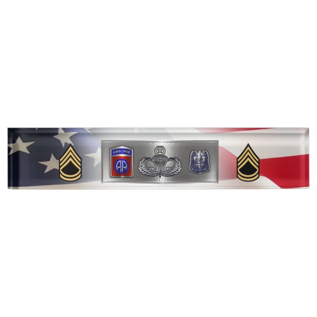 Porte-nom Pour Bureau 82nd Airborne Division Sergeant First Class SFC (Devant)