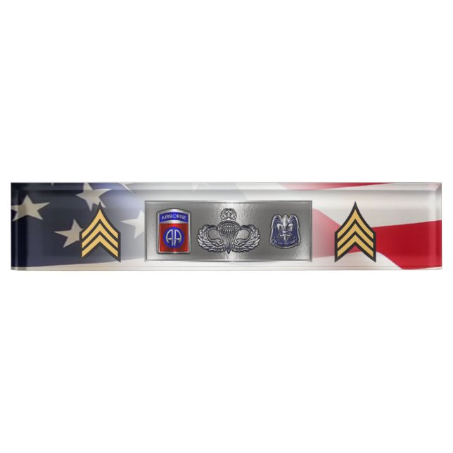 Porte-nom Pour Bureau 82nd Airborne Division Sergeant SGT (Devant)