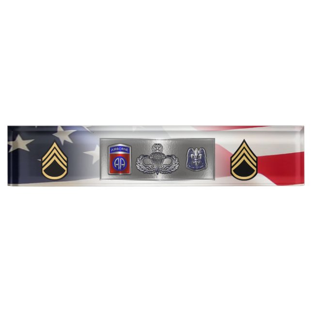Porte-nom Pour Bureau 82nd Airborne Division Staff Sergeant SSG (Devant)