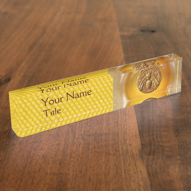 PORTE-NOM POUR BUREAU ABEILLE DE MIEL ET NID D'ABEILLES, BEEKEPER, (Taille)
