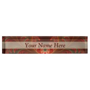 Porte-nom Pour Bureau Abstrait lumineux rouge orange rouge rouge fractal