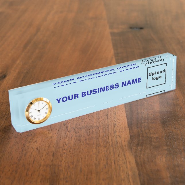 Porte-nom Pour Bureau Acrylique Bleu Clair Avec Horloge (Taille)