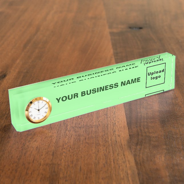 Porte-nom Pour Bureau Acrylique Vert Clair Avec Horloge (Taille)