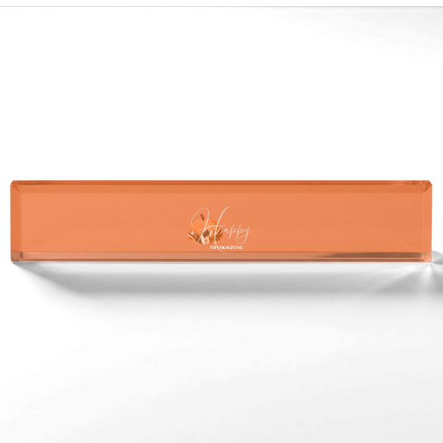Porte-nom Pour Bureau Action de grâce en Orange  (Devant)