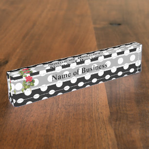 Porte-nom Pour Bureau Affaires noires et blanches audacieuses de caméli