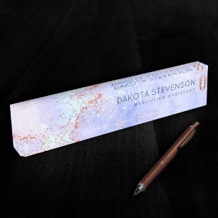 Porte-nom Pour Bureau Agate de luxe magnifique Aquarelle bleu ciel