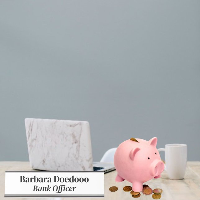 Porte-nom Pour Bureau Agent de banque White (Créateur téléchargé)