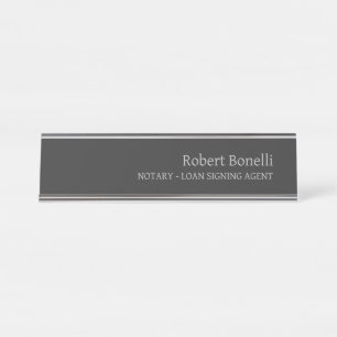 Porte-nom Pour Bureau Agent de prêt notaire moderne minimaliste en gris