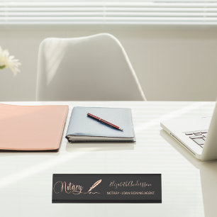Porte-nom Pour Bureau Agent de signature de crédit noir rose or