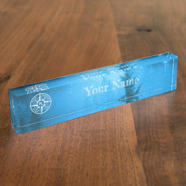 Porte-nom Pour Bureau Aiguille de compas monogramme brouillard dans la f (Taille)