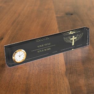 Porte-nom Pour Bureau Aile croisée d'or