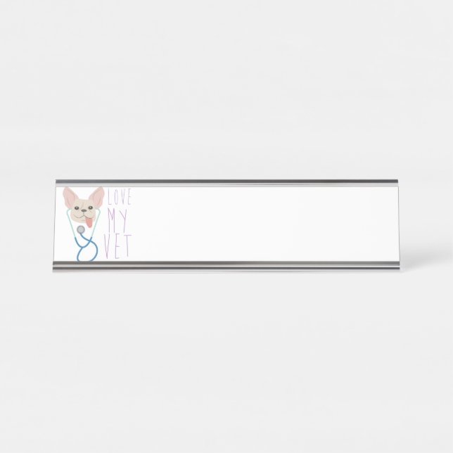 Porte-nom Pour Bureau Aimer mon vétérinaire (Devant)