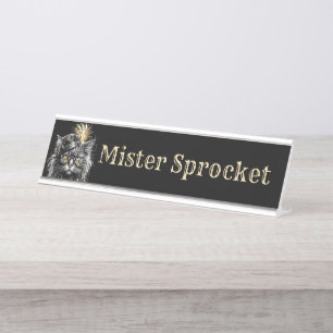Porte-nom Pour Bureau Ajouter un nom comme Mister Sprocket Steampunk Cat