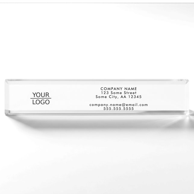 Porte-nom Pour Bureau Ajouter votre logo Black and White Company (Devant)