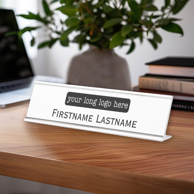 Porte-nom Pour Bureau Ajouter Votre Logo, Nom, Titre Professionnel (Custom Name Plate - Executive Desk Sign with Name and title or other text)