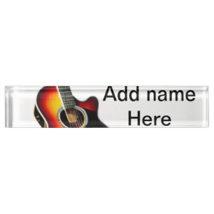 Porte-nom Pour Bureau Ajouter votre nom texte brun acoustique guitare éd