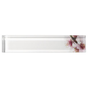 Porte-nom Pour Bureau Almond tree flowers covered by snow