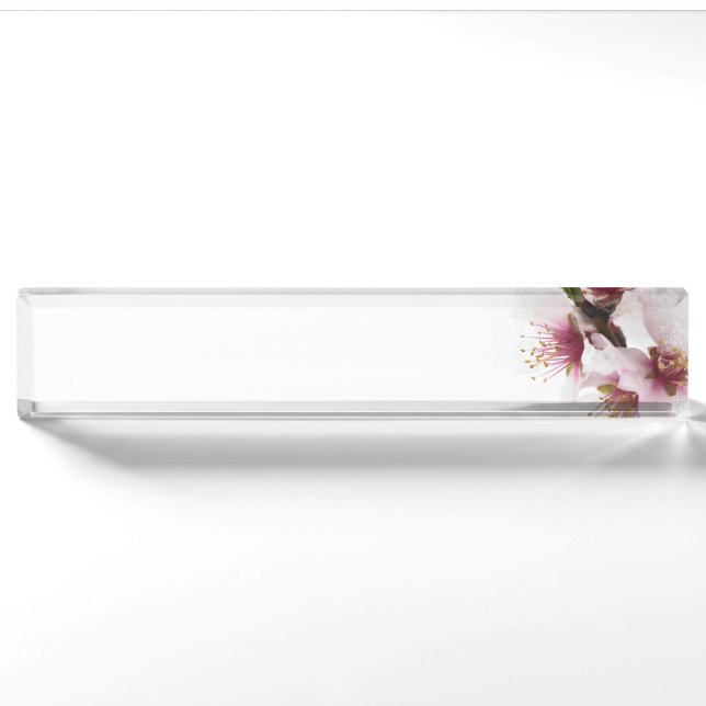 Porte-nom Pour Bureau Almond tree flowers covered by snow (Devant)