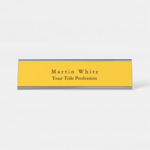 Porte-nom Pour Bureau Ambre Jaune Plaine Élégant Professionnel Moderne