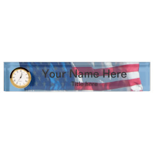 Porte-nom Pour Bureau American Flag