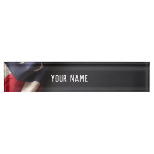 Porte-nom Pour Bureau American Flag on a Chalkboard