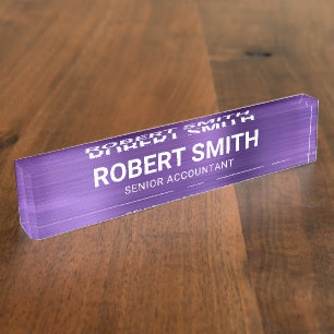 Porte-nom Pour Bureau Améthyste Purple Faux brossé Métal huile