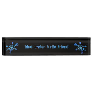 Porte-nom Pour Bureau Ami de tortue de l'eau bleue