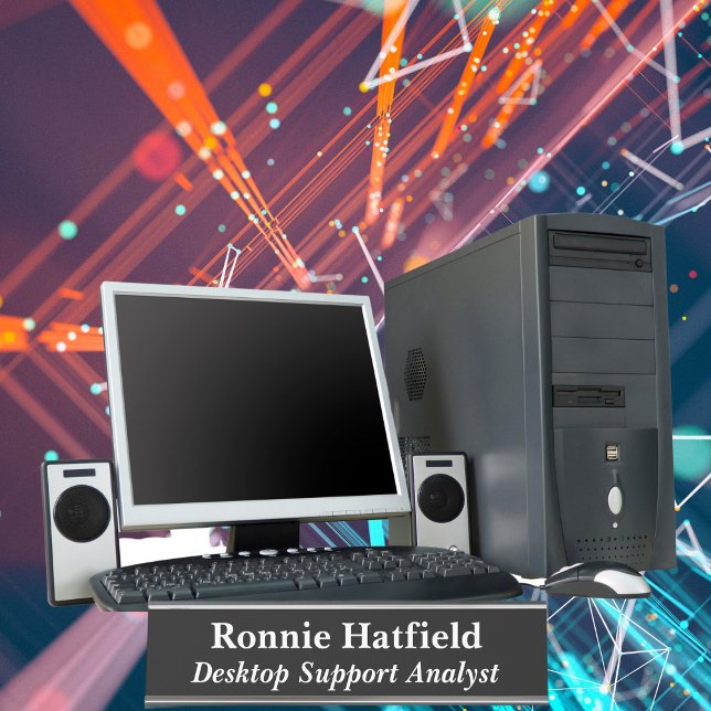 Porte-nom Pour Bureau Analyste du support de bureau noir (Créateur téléchargé)