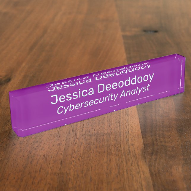 Porte-nom Pour Bureau Analyste en cybersécurité Acrylique Magenta Violet (Taille)