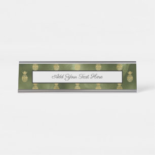 Porte-nom Pour Bureau Ananas Jaune Vert Jungle Fruit Tropical