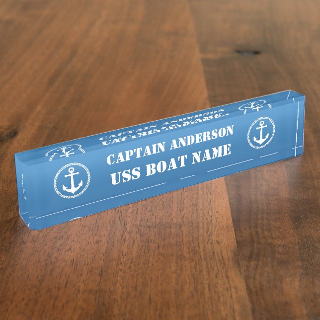 Porte-nom Pour Bureau Ancre marine Capitaine et bateau (Taille)