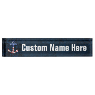 Porte-nom Pour Bureau Ancre patriotique vintage USA nautiques de drapeau