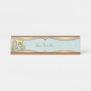 Porte-nom Pour Bureau Ange en bleu