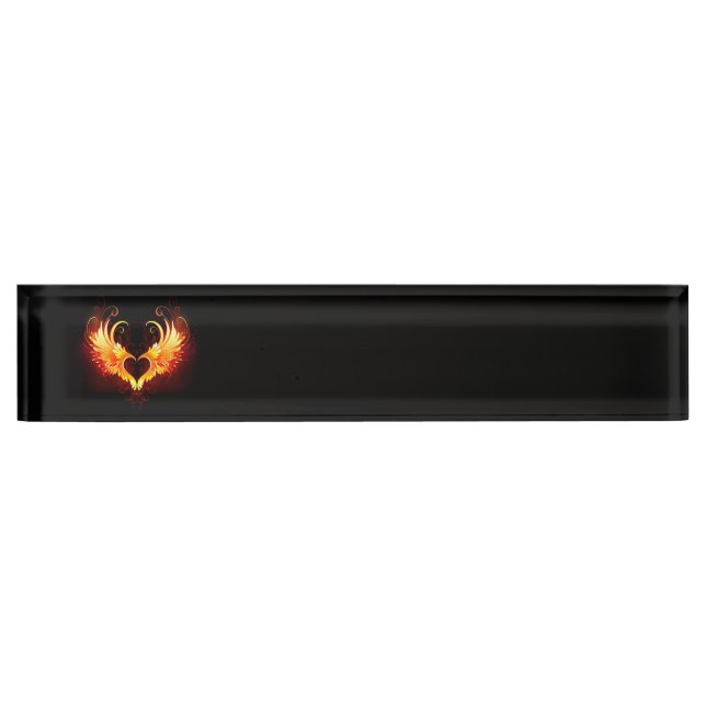 Porte-nom Pour Bureau Angel Fire Heart with Wings (Devant)