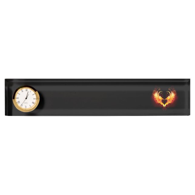 Porte-nom Pour Bureau Angel Fire Heart with Wings (Devant)
