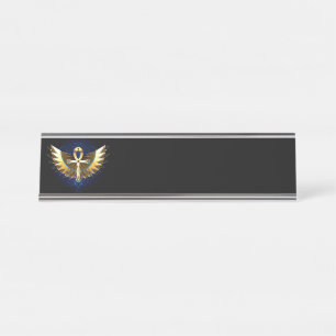 Porte-nom Pour Bureau Ankh or avec ailes