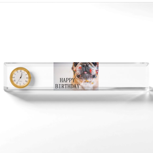 Porte-nom Pour Bureau anniversaire frenchie (Devant)